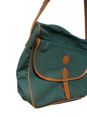 Vintage Polo Ralph Lauren Messenger Bag Green Brown Classic Crossbody